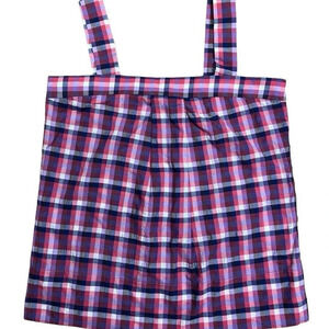Theory Tressia Sleeveless Tank Top Pink Navy Plaid Check Side Zip Size Small